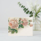 Vintag Rosa Rose Postkarte (Stehend Vorderseite)