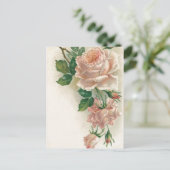 Vintag Rosa Rose Postkarte (Stehend Vorderseite)