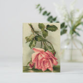 Vintag Rosa Rose Postkarte (Stehend Vorderseite)
