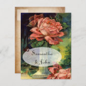 Vintag Rosa Rose Save the Date Ankündigungspostkarte (Vorne/Hinten)