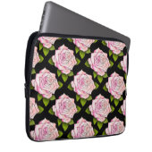 Vintag rosa Rose Zeichne schwarze Laptop-Blätter Laptopschutzhülle (Vorne Rechts)