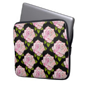Vintag rosa Rose Zeichne schwarze Laptop-Blätter Laptopschutzhülle (Vorderseite Links)