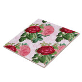 Vintag rosa Rosen auf Damaske Dekorative Fliese (Seite)