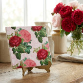 Vintag rosa Rosen auf Damaske Dekorative Fliese