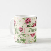 Vintag rosa Rosen Blumenzauber Kaffeetasse (Vorderseite Links)