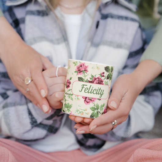 Vintag rosa Rosen Blumenzauber Kaffeetasse