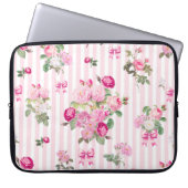 Vintag rosa Rosen Coquette Bow Streifen Laptopschutzhülle (Vorderseite)