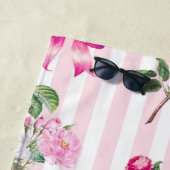 Vintag rosa Rosen Coquette Bow Streifen Strandtuch (Beispiel)