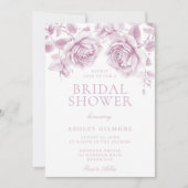 Vintag Rosa Rosen Elegantes Brautparty Einladung (Vorderseite)