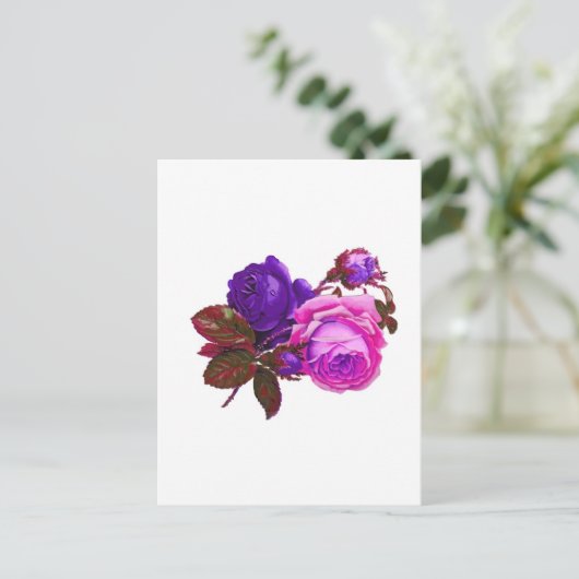Vintag rosa Rosen - Geschenke Postkarte (Stehend Vorderseite)
