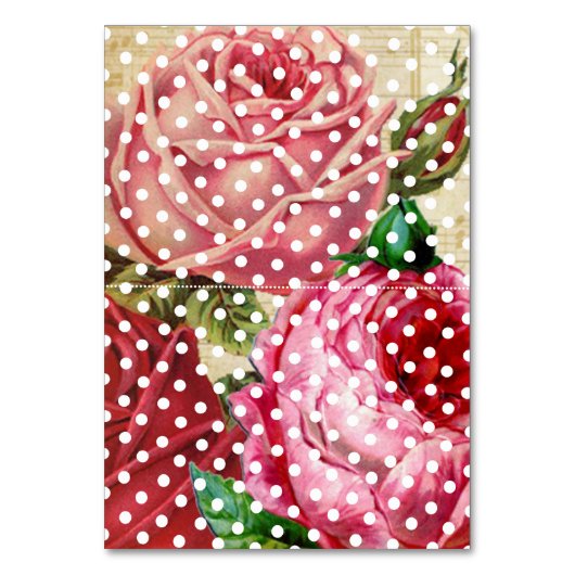 Vintag rosa Rosen Hochzeitskarte Tischnummer (Rückseite)