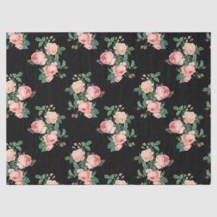 Vintag rosa Rosen in schwarzem Dekor Seidenpapier