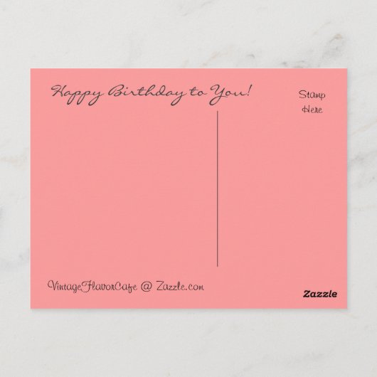 Vintag rosa Rosen/Katzen Geburtstag - Postkarte (Rückseite)