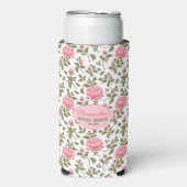 Vintag Rosa Rosen Personalisiertes Brautparty Selters Dosenkühler (Seltzer Vorderseite)
