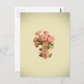 Vintag rosa Rosen. Retro-Blume Postkarte (Vorne/Hinten)