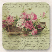 Vintag rosa Rosen und Boote Getränkeuntersetzer (Vorderseite)