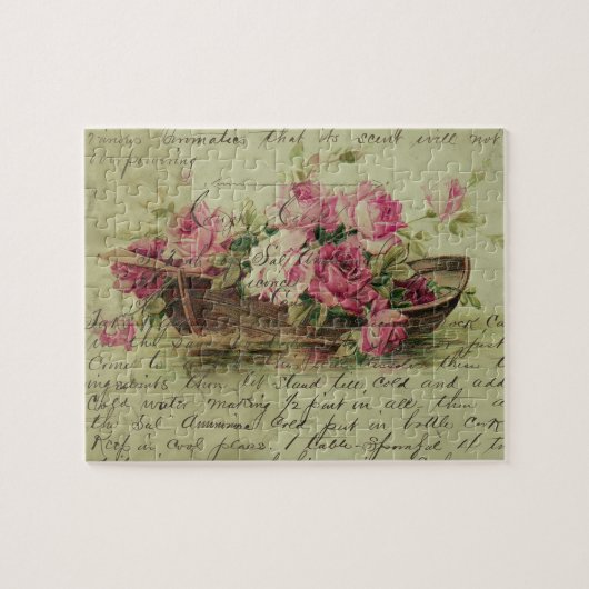 Vintag rosa Rosen und Boote Puzzle (Horizontal)