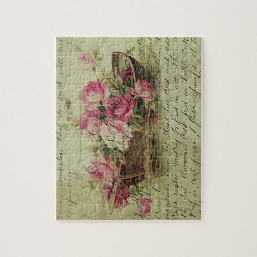 Vintag rosa Rosen und Boote Puzzle (Vertikal)