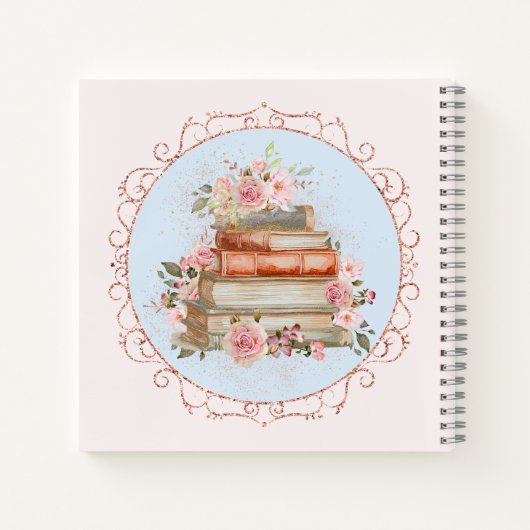 Vintag rosa Rosen und Bücher (Rückseite)