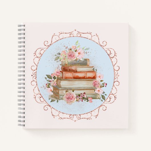 Vintag rosa Rosen und Bücher (Vorderseite)