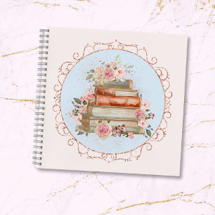 Vintag rosa Rosen und Bücher