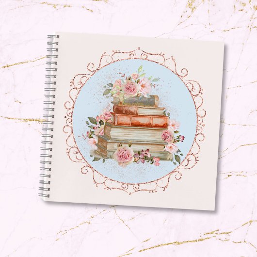 Vintag rosa Rosen und Bücher