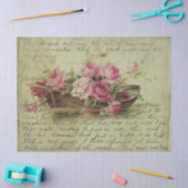 Vintag rosa Rosen und Entdeckungspapier Seidenpapier (Basteln)