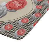 Vintag rosa Rosen und Hahnentrittmuster Schneidebrett (Ecke)