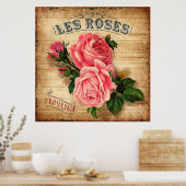 Vintag rosa Rosen Zuhause-Deko-Plakat Poster (Küche)