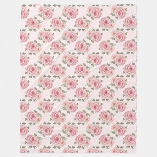 Vintag rosa Rosengarten Hütte Blumenmuster Fleecedecke (Vorderseite)