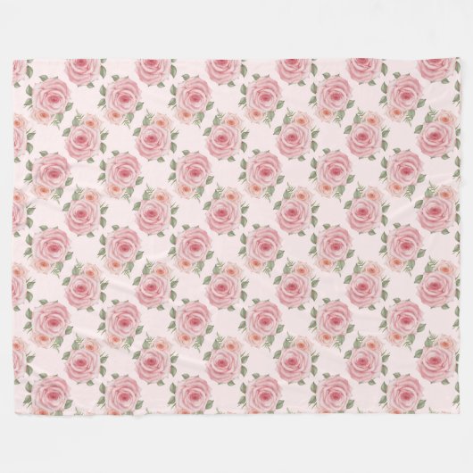 Vintag rosa Rosengarten Hütte Blumenmuster Fleecedecke (Vorderseite (Horizontal))