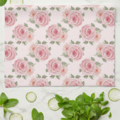 Vintag rosa Rosengarten Hütte Blumenmuster Geschirrtuch (Gefaltet)