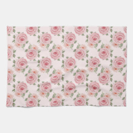 Vintag rosa Rosengarten Hütte Blumenmuster Geschirrtuch