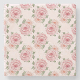 Vintag rosa Rosengarten Hütte Blumenmuster Steinuntersetzer