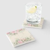 Vintag rosa Roses Stone Untersetzer (Seitenansicht)