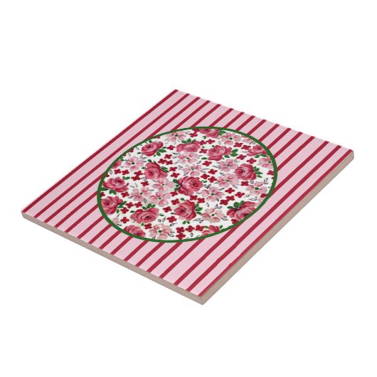 Vintag rosa Roses Tile Fliese (Seite)