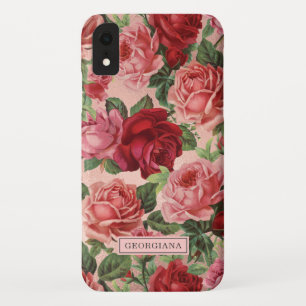 Vintag Rosa Rote Rose Personalisiert Name Case-Mate iPhone Hülle