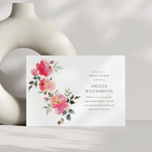 Vintag rosa Rote Rosen Aquarellfarben Brautparty Einladung