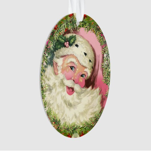 Vintag rosa Santa Ornament (Vorderseite)