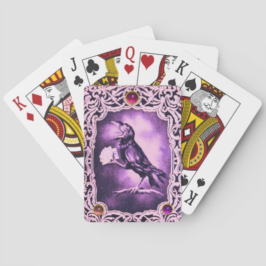 Vintag-rosa-schwarze Crow-Poker, Amethyst Spielkarten (Rückseite)