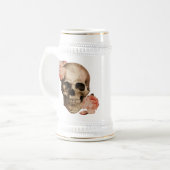 Vintag Rosa Skull Collage Bierglas (Vorderseite Links)