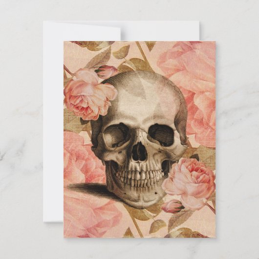 Vintag Rosa Skull Collage Dankeskarte (Rückseite)