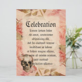 Vintag Rosa Skull Collage Einladung (Stehend Vorderseite)