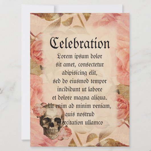 Vintag Rosa Skull Collage Einladung (Vorderseite)
