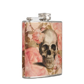 Vintag Rosa Skull Collage Flachmann (Rechts)