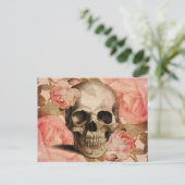 Vintag Rosa Skull Collage Postkarte (Stehend Vorderseite)