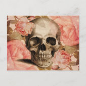Vintag Rosa Skull Collage Postkarte (Vorderseite)