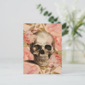 Vintag Rosa Skull Collage Postkarte (Stehend Vorderseite)