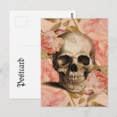 Vintag Rosa Skull Collage Postkarte (Vorne/Hinten)