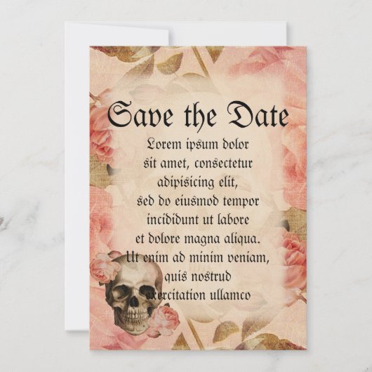 Vintag Rosa Skull Collage Save The Date (Vorderseite)